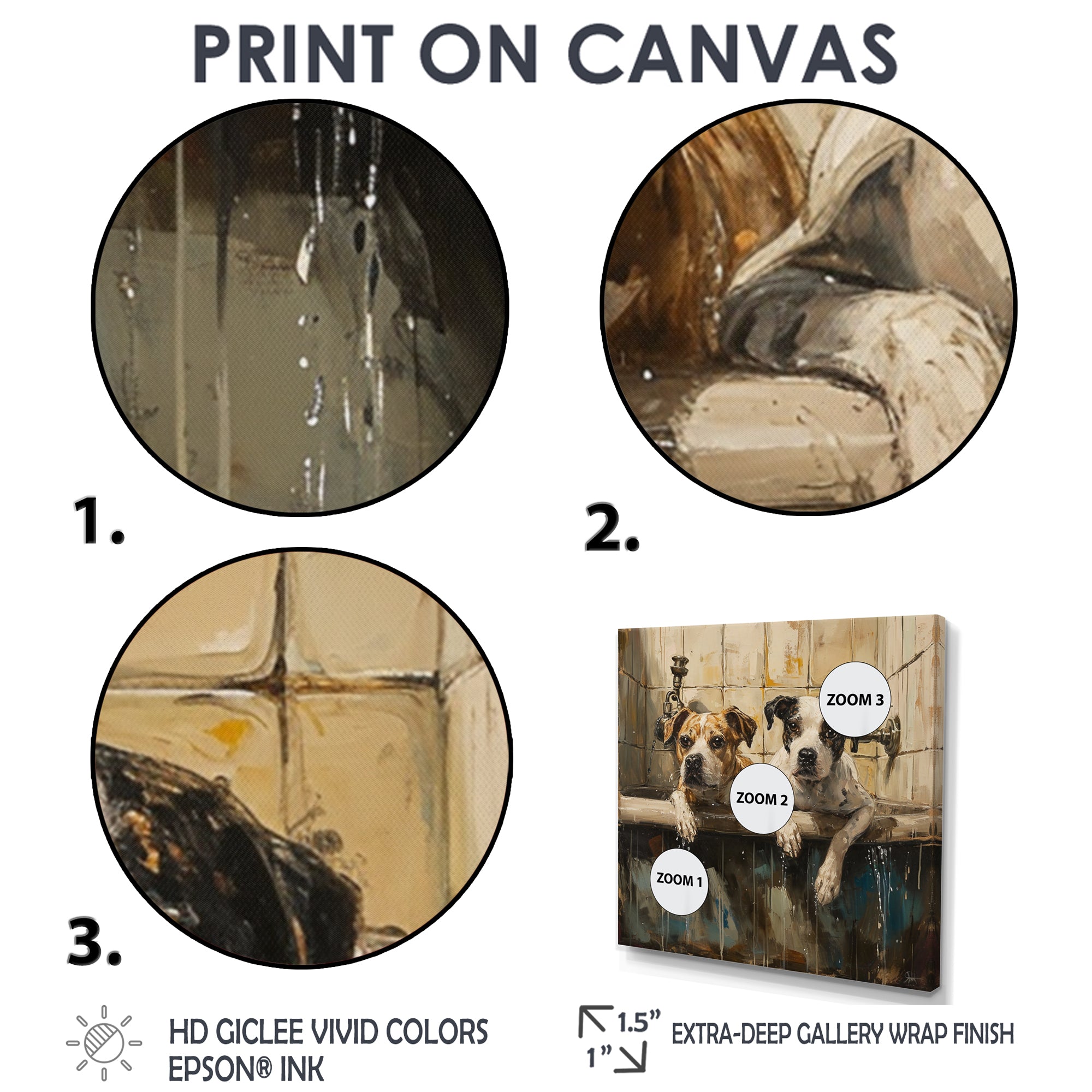 Two Dogs In The Bathtub Vintage - Brown Dog Bathroom Wall Art