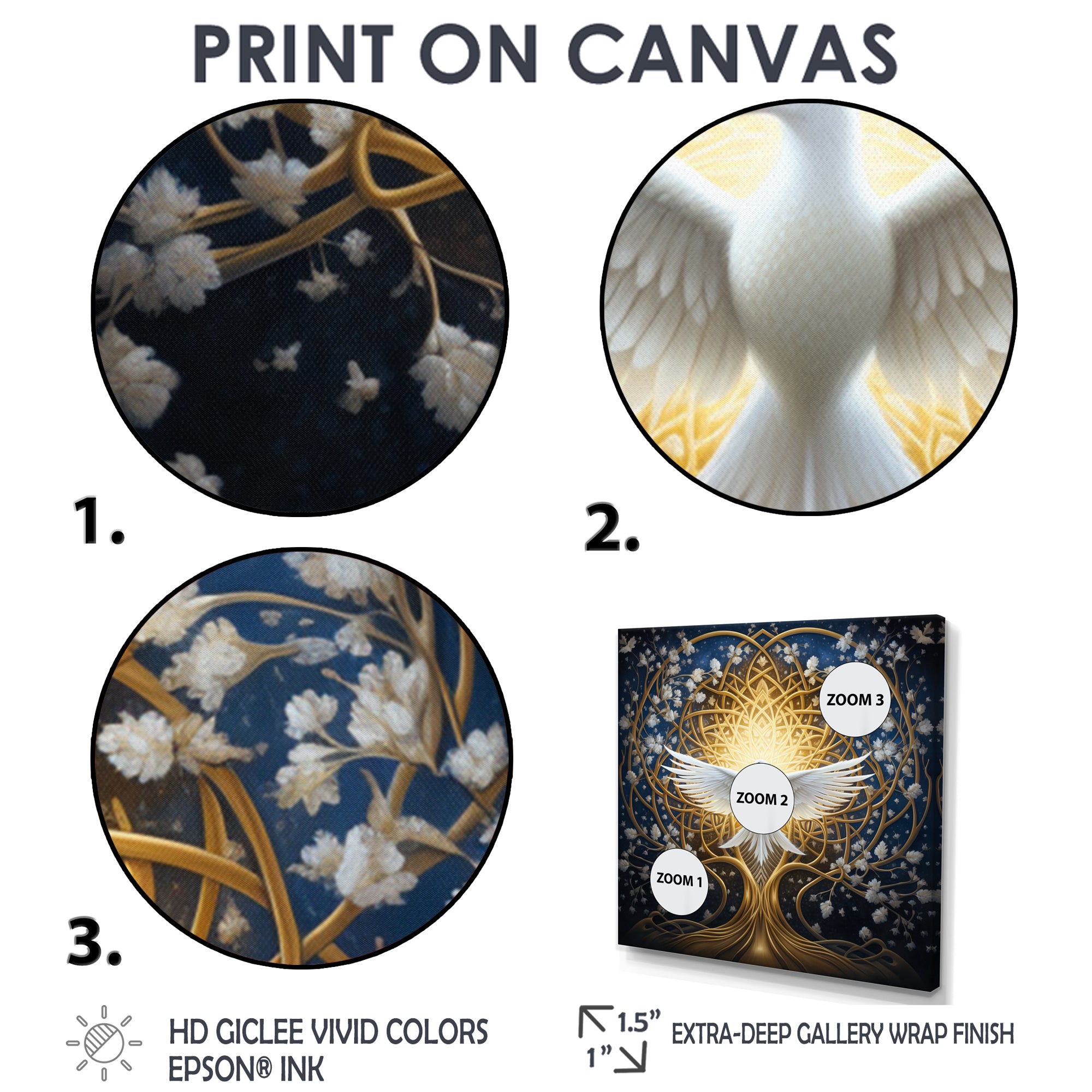 Celestial Dove Bringing Peace - Dove Large Canvas Wall Art