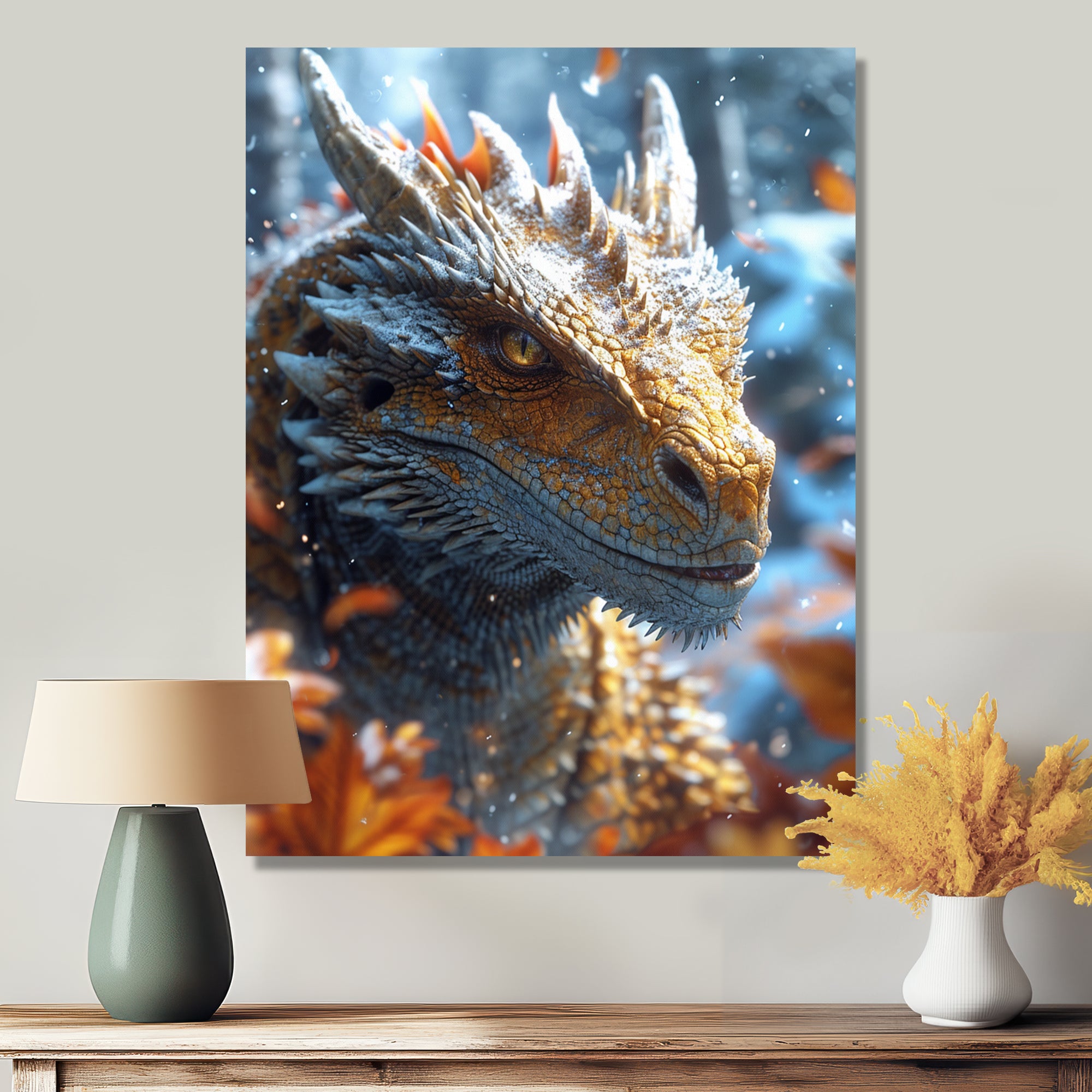 Majestic Dragon Fantasy Portrait - Dragons Home Decor Art