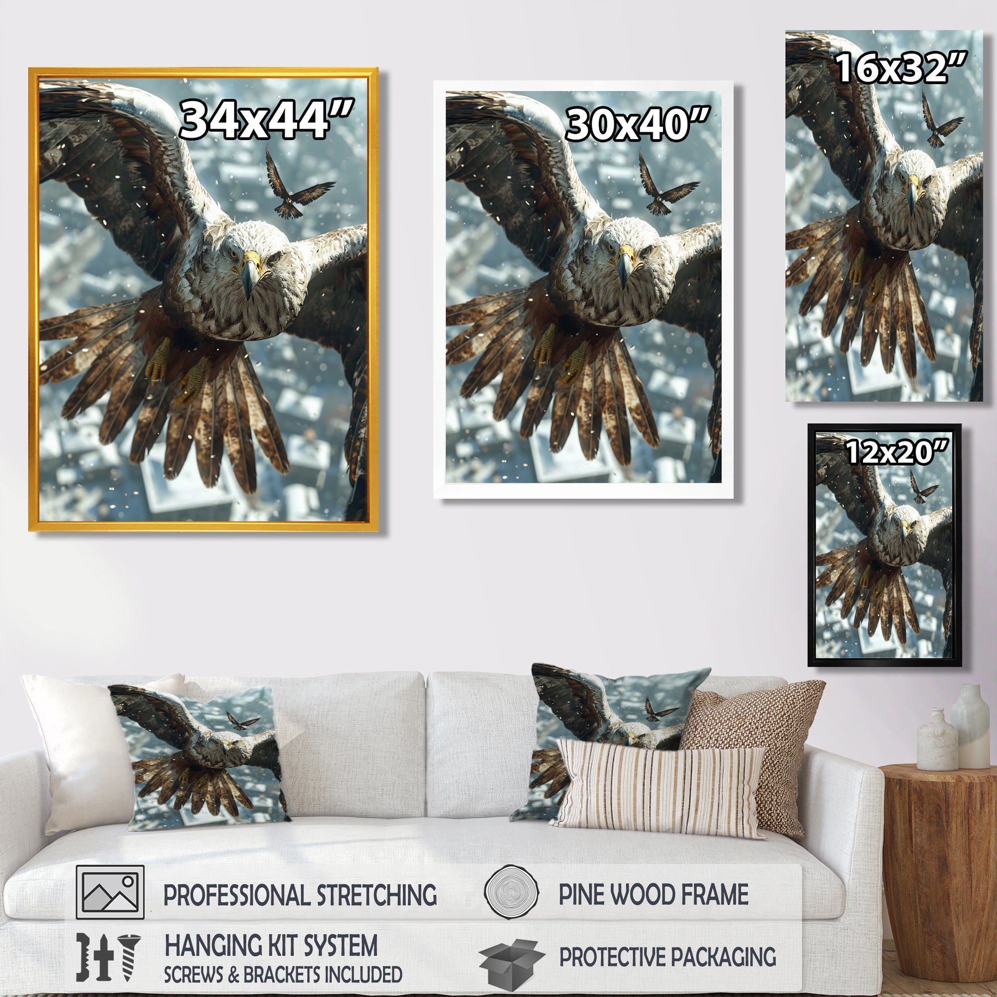 Majestic Eagle Roaming The Winter Sky - Eagle Wall Decor