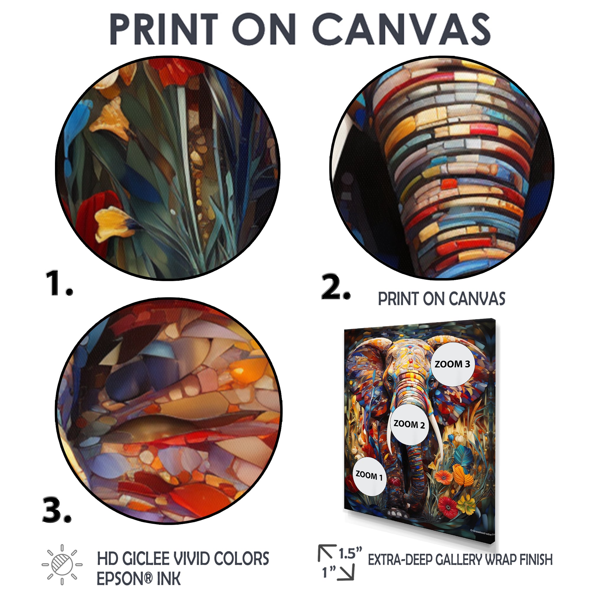 Colorful Elephant With Blooming Flowers - Elephant Fashion Wall Art Prints