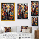 Colorful Elephant With Blooming Flowers - Elephant Fashion Wall Art Prints