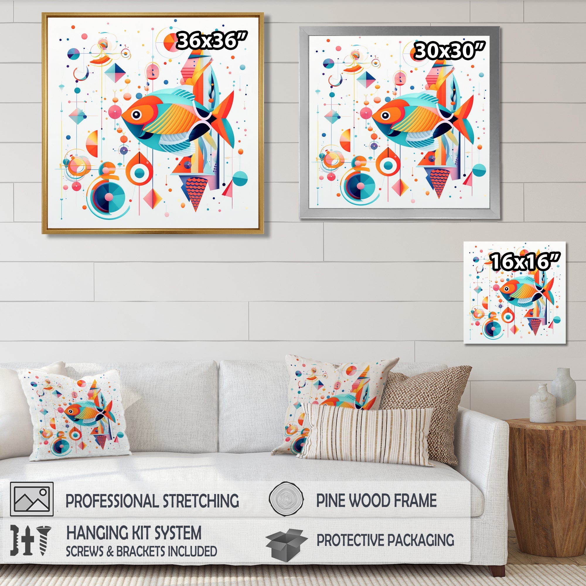 Colorful Goldfish Swimming In The Wild - Fish Framed Canvas Art