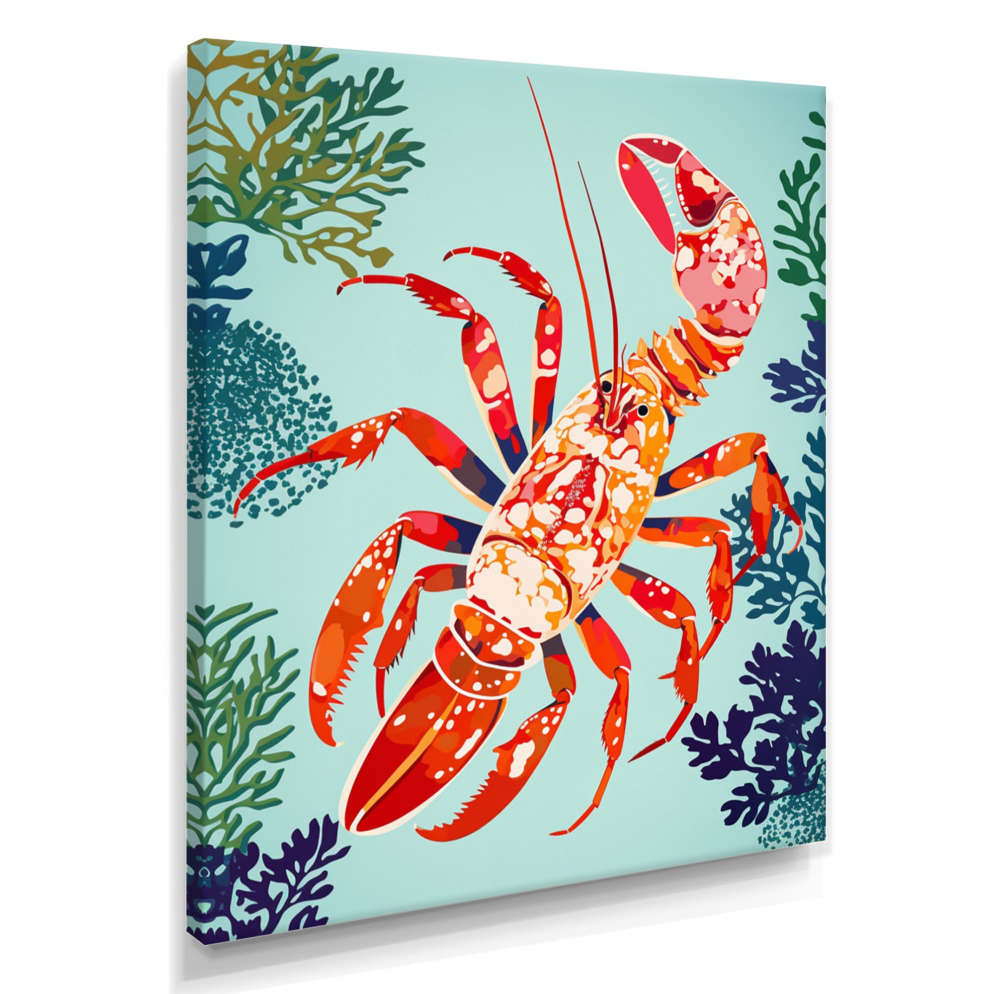 Deep Sea Lobster Retro Illustration - Lobster Large Canvas Wall Art