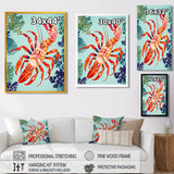 Deep Sea Lobster Retro Illustration - Lobster Large Canvas Wall Art