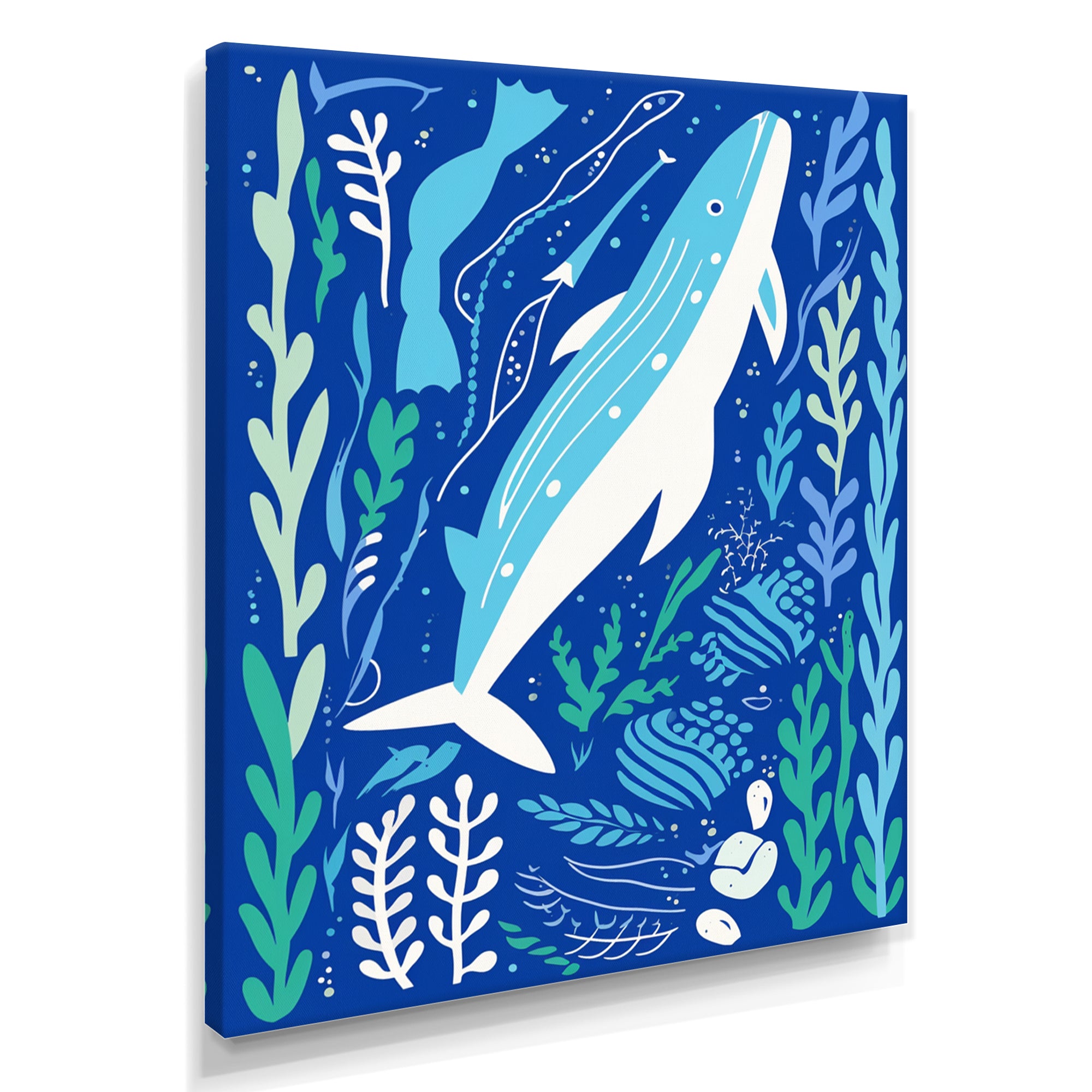 Deep Ocean Whale Retro Illustration - Whale Home Decor Art