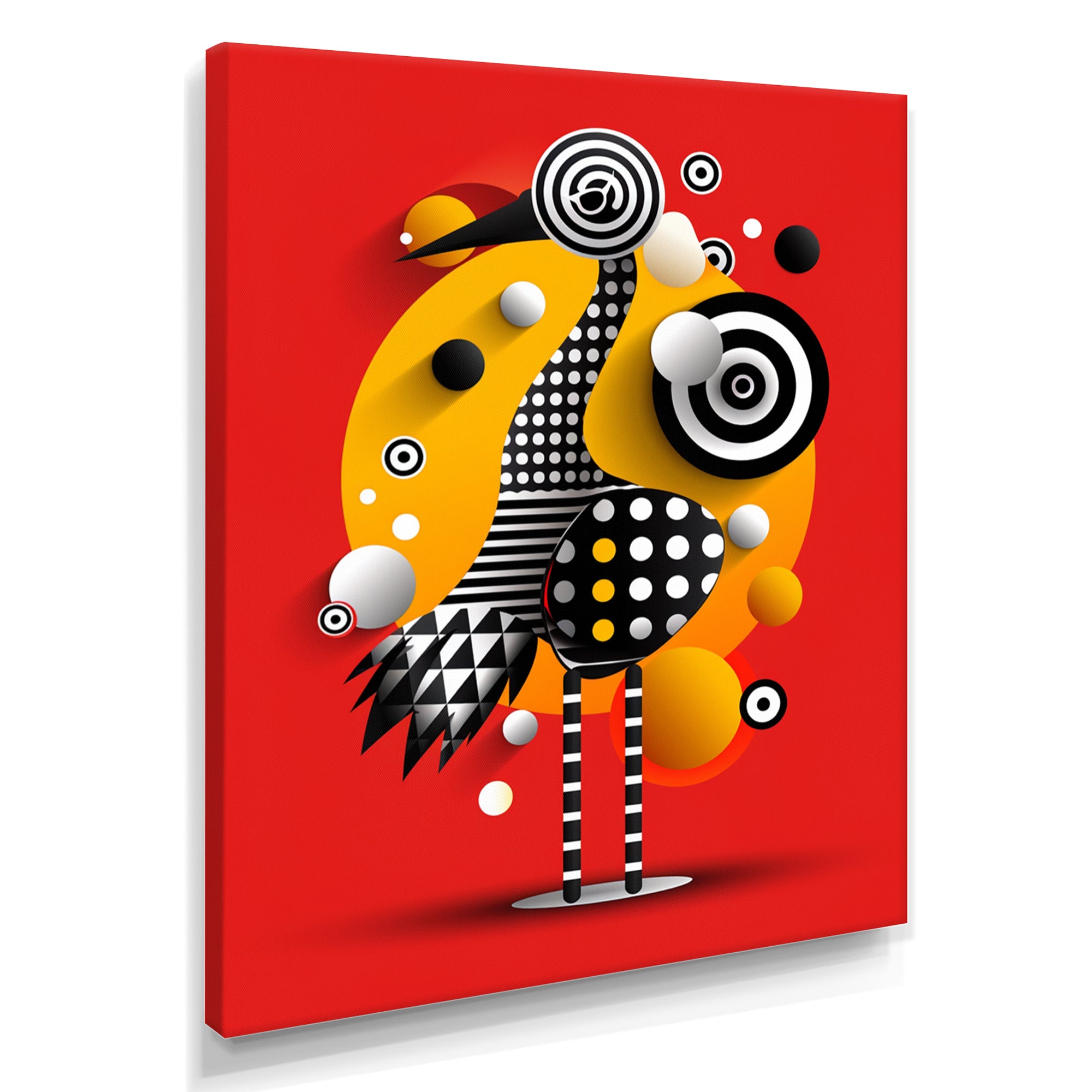 Retro Abstract Flamingo Graphic Geometrics - Flamingo Living Room Wall Art