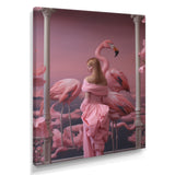 Pink Lady With Pink Flamingos - Flamingo Canvas Wall Art