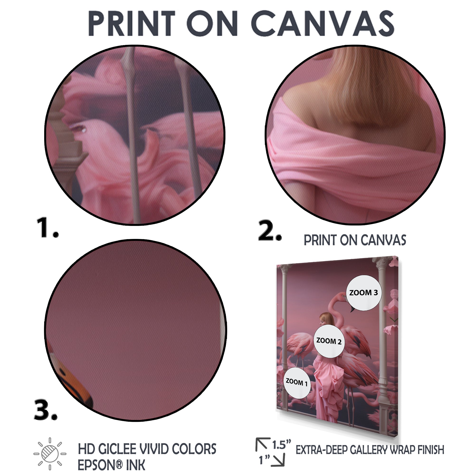 Pink Lady With Pink Flamingos - Flamingo Canvas Wall Art