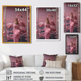 Pink Lady With Pink Flamingos - Flamingo Canvas Wall Art