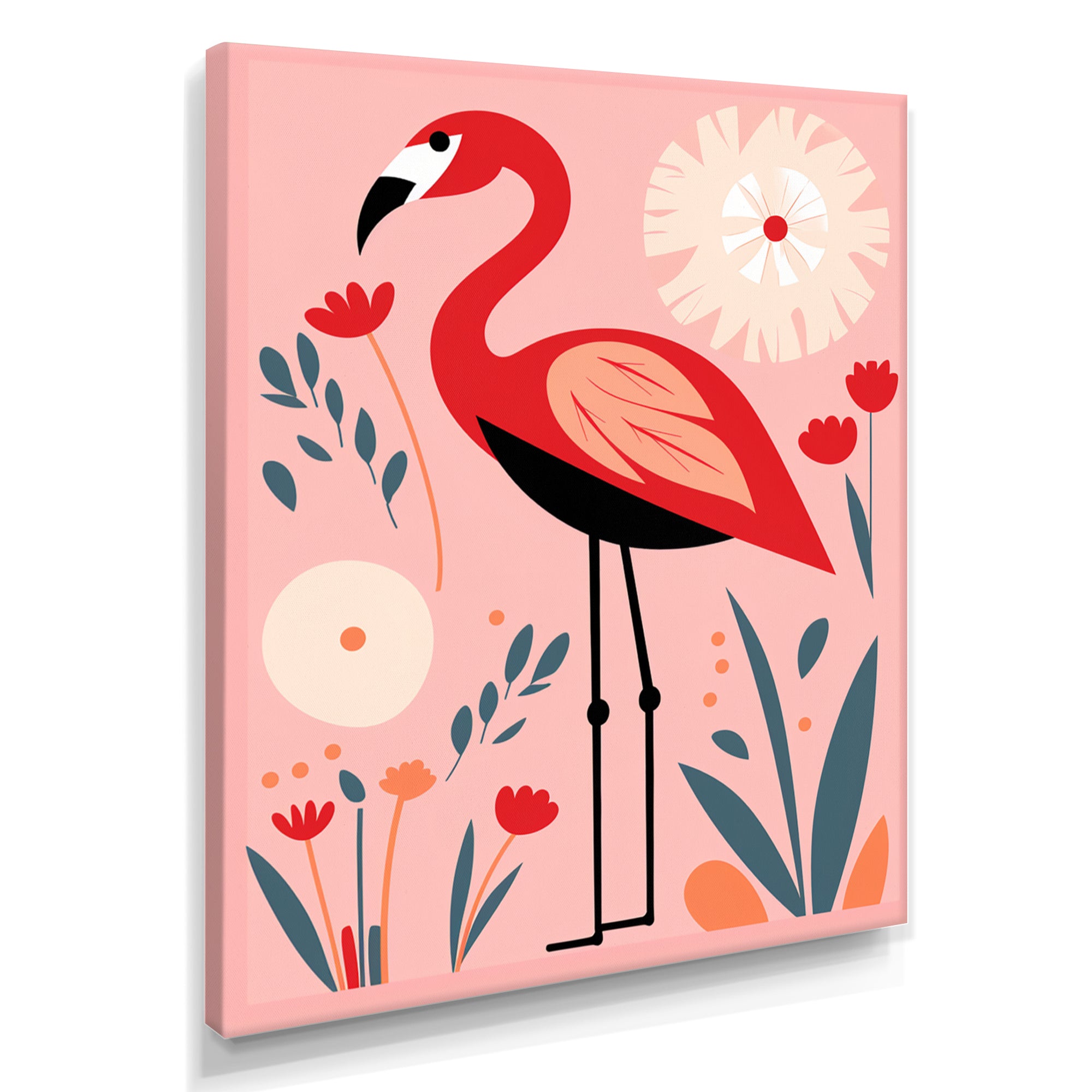 Pink Flamingo Retro Illustration - Flamingo Wall Decor