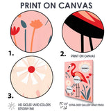 Pink Flamingo Retro Illustration - Flamingo Wall Decor