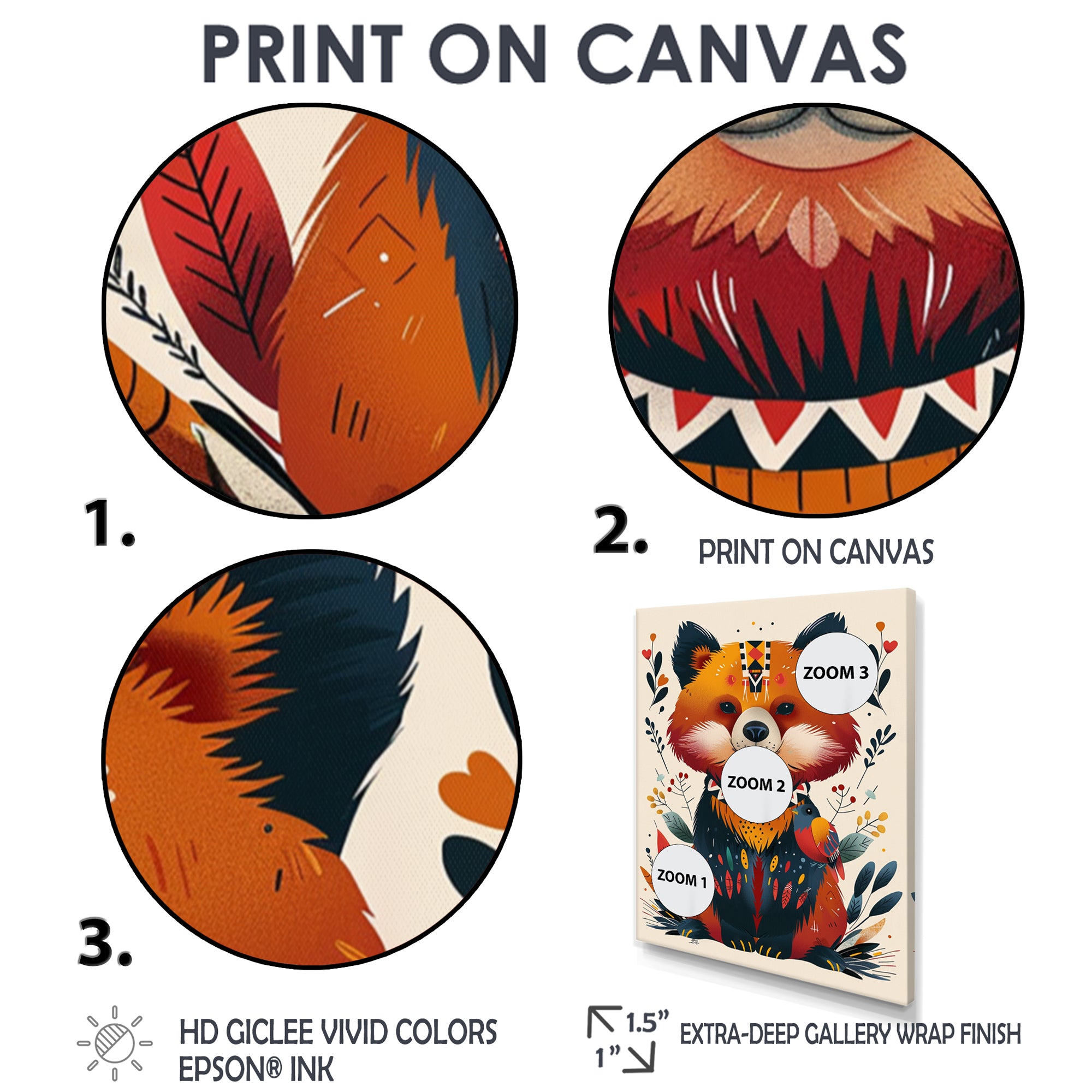 Cute Boho Bear Retro Botanical - Bear Wall Art Prints