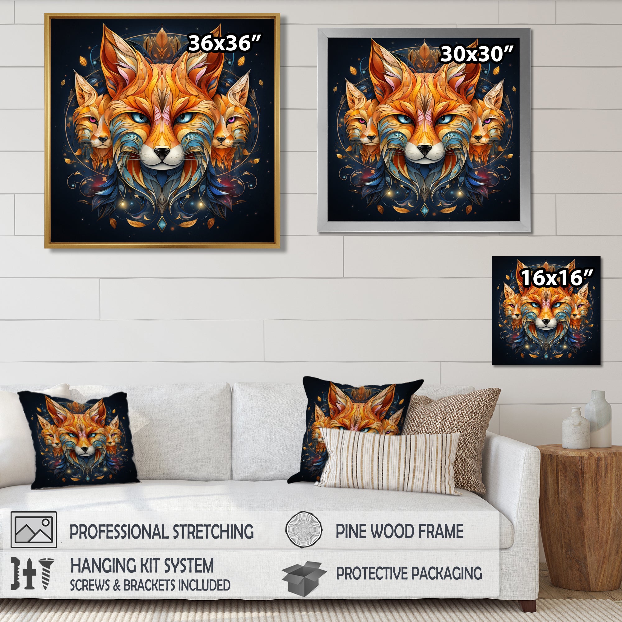 Portrait Of Majestic Magical Fox - Fox Large Canvas Wall Art