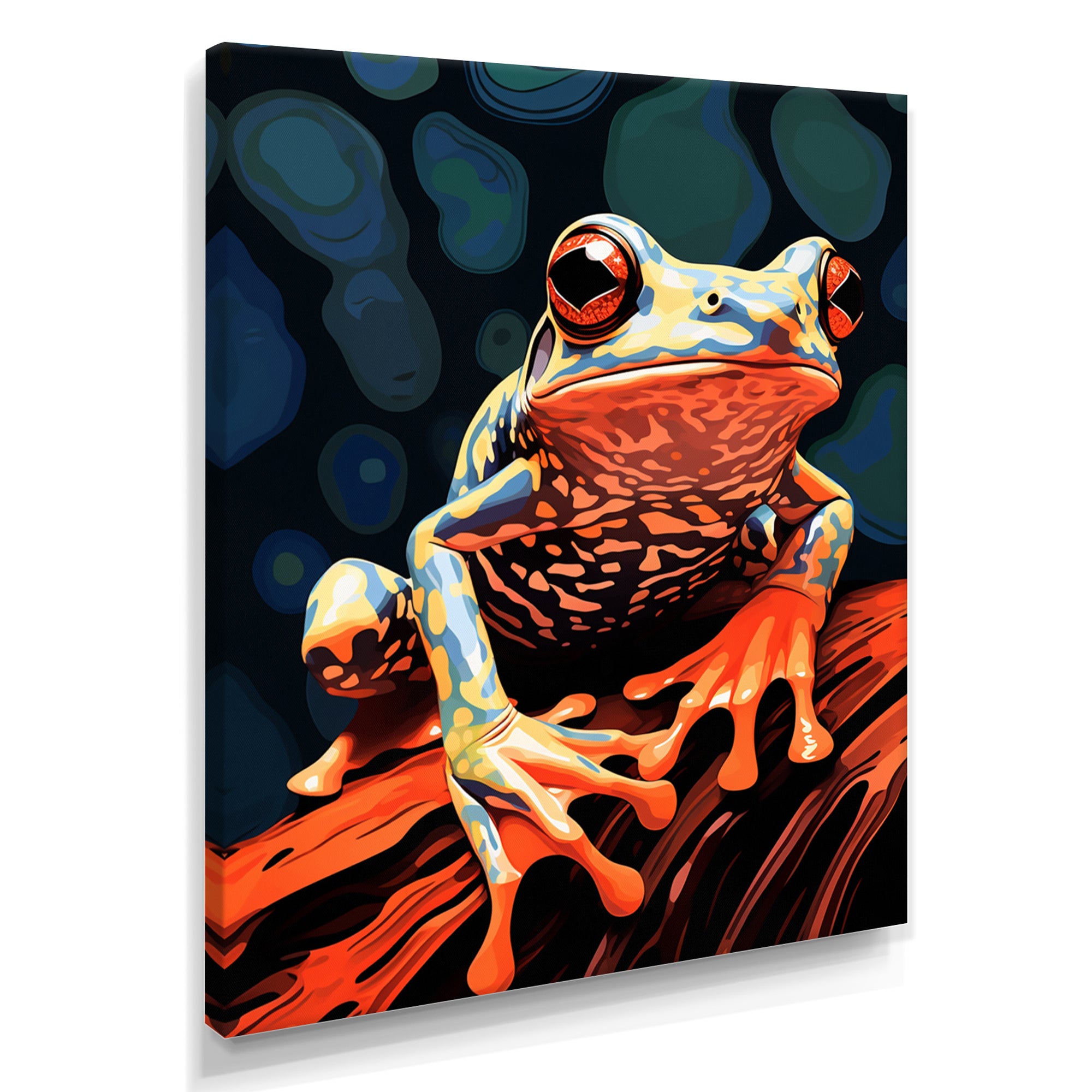 Frog On A Leaf Retro Illustration - Frog Bedroom Wall Art