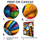 Goofy Giraffe Colorful Retro Abstract - Giraffe Canvas Wall Art