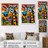 Goofy Giraffe Colorful Retro Abstract - Giraffe Canvas Wall Art