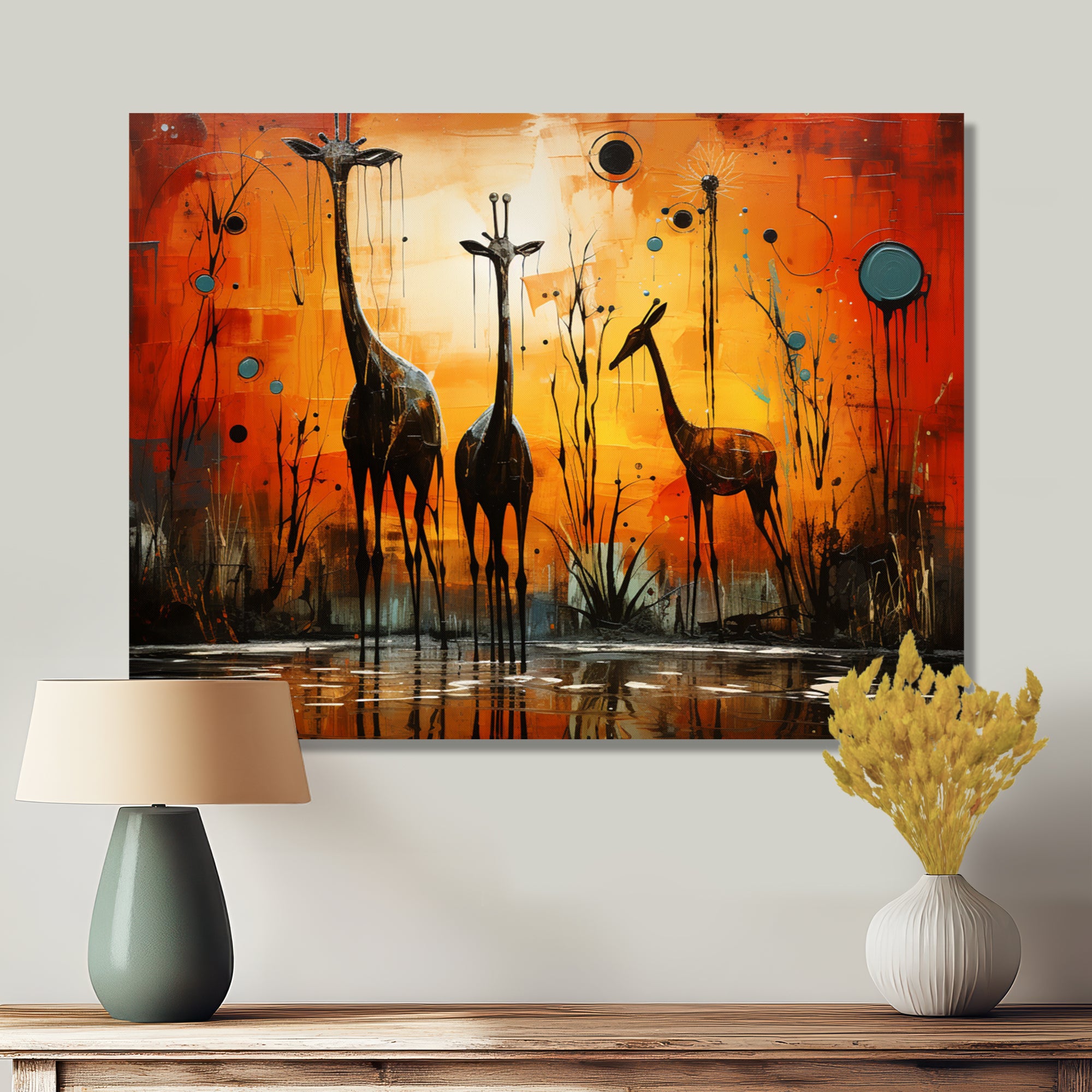 Three Giraffes African Savanne - Giraffe Wall Art Prints
