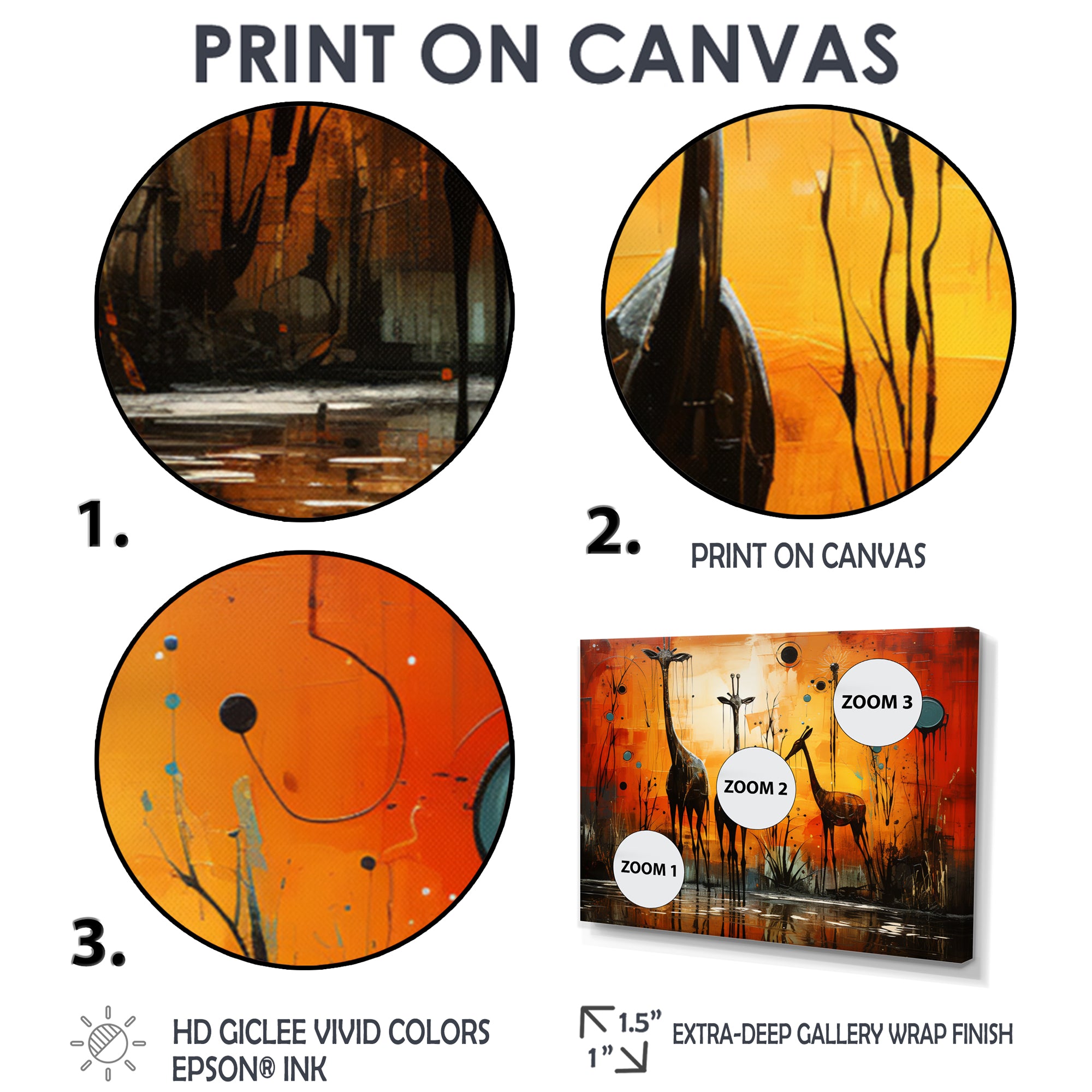 Three Giraffes African Savanne - Giraffe Wall Art Prints