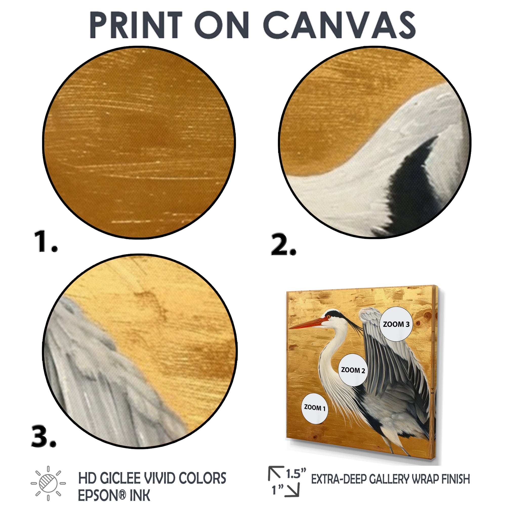 Heron Ready For Liftoff On Gold - White Heron Wall Art