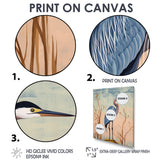 Blue Heron Pink Sky Retro Illustration - Blue Heron Wall Art