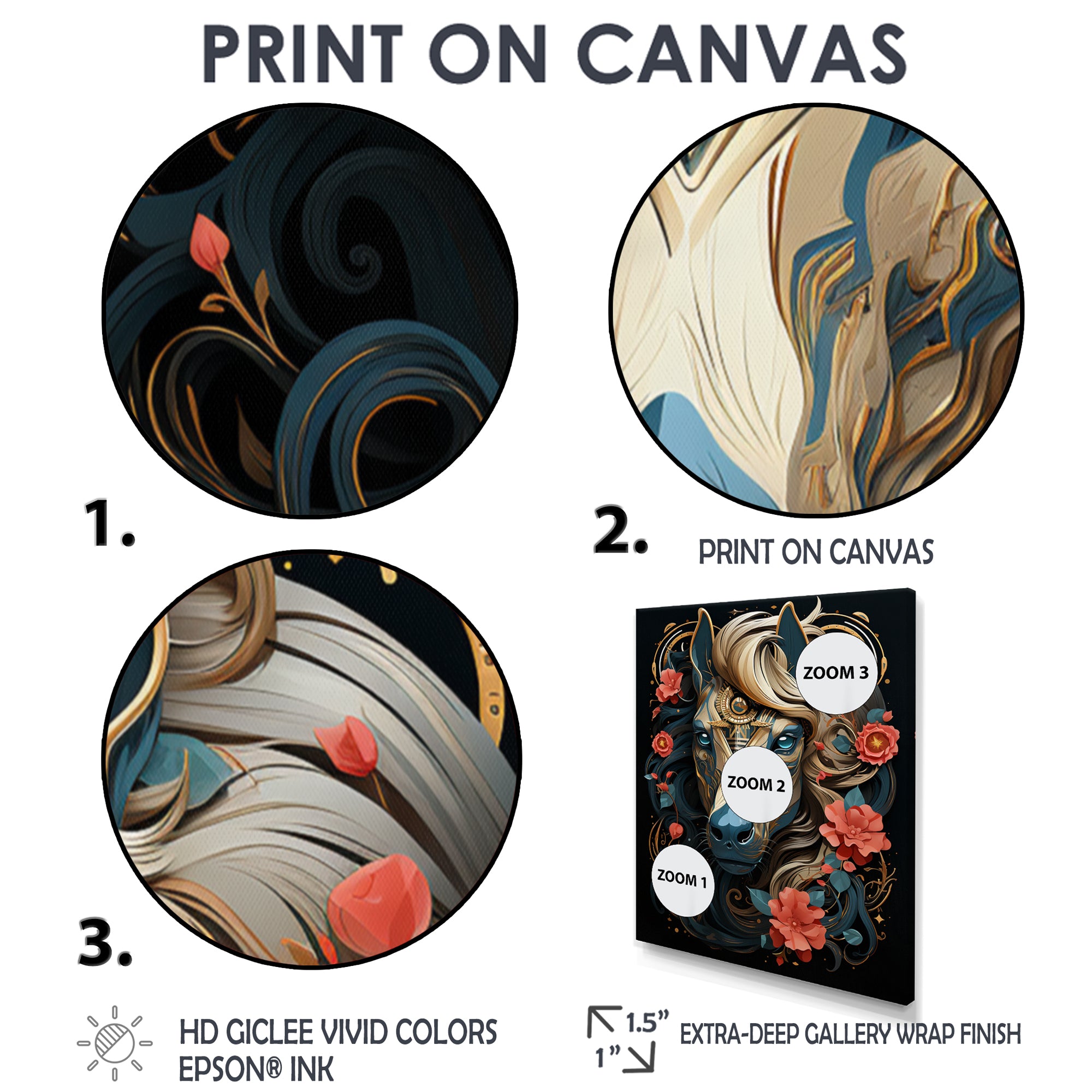 Future Horse Portrait Blooming Flowers - Horse Bedroom Wall Art