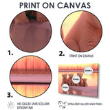 Four Adorable Polar Bears Pink Sunset - Bear Landscape Living Room Wall Art