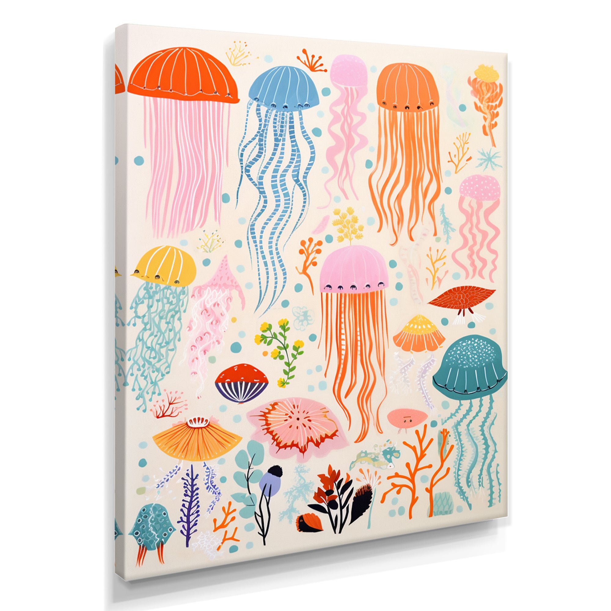 Adorable Jellyfish Retro Illustration - Jellyfish Wall Art Prints