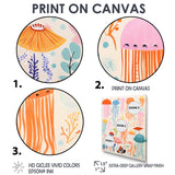 Adorable Jellyfish Retro Illustration - Jellyfish Wall Art Prints