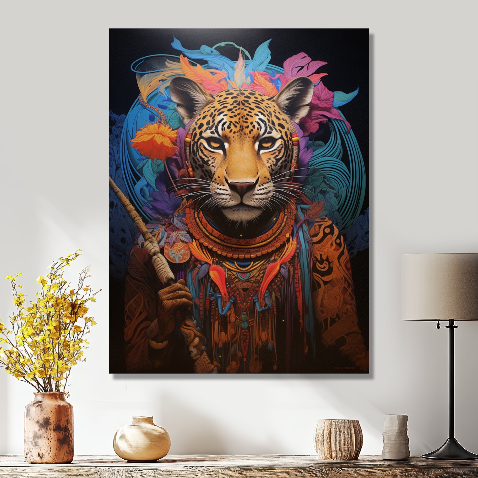 Tribe Of The Blue Leopard - Multi-Color Leopard Wall Art