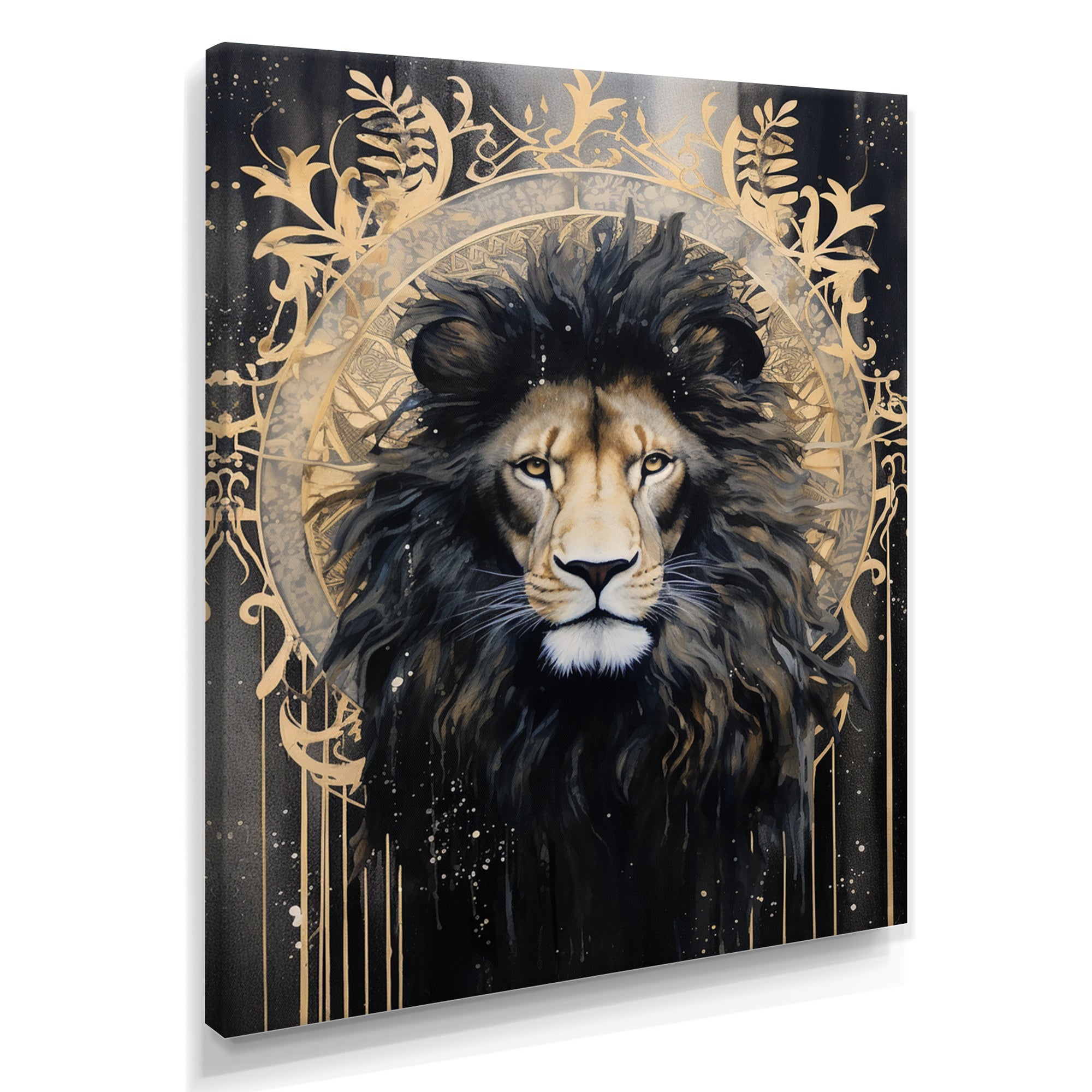 Majestic Lion Retro Collage - Lion Framed Canvas Art