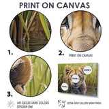 Endearing Lion Cub By The River - Lion Large Canvas Wall Art