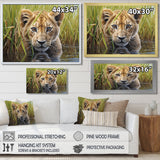 Endearing Lion Cub By The River - Lion Large Canvas Wall Art