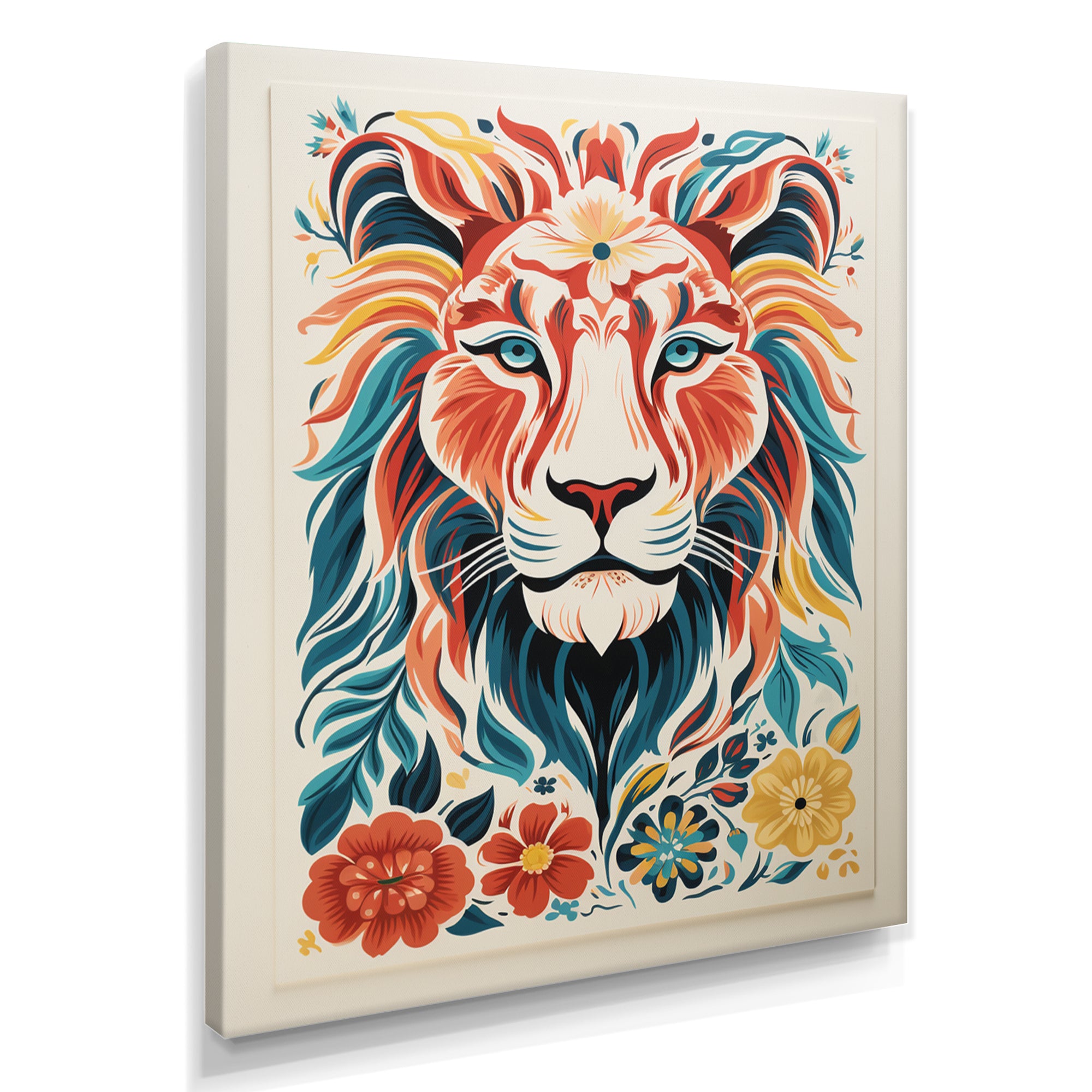 Multi-color LION GRAPHIC - Lion Bedroom Wall Art