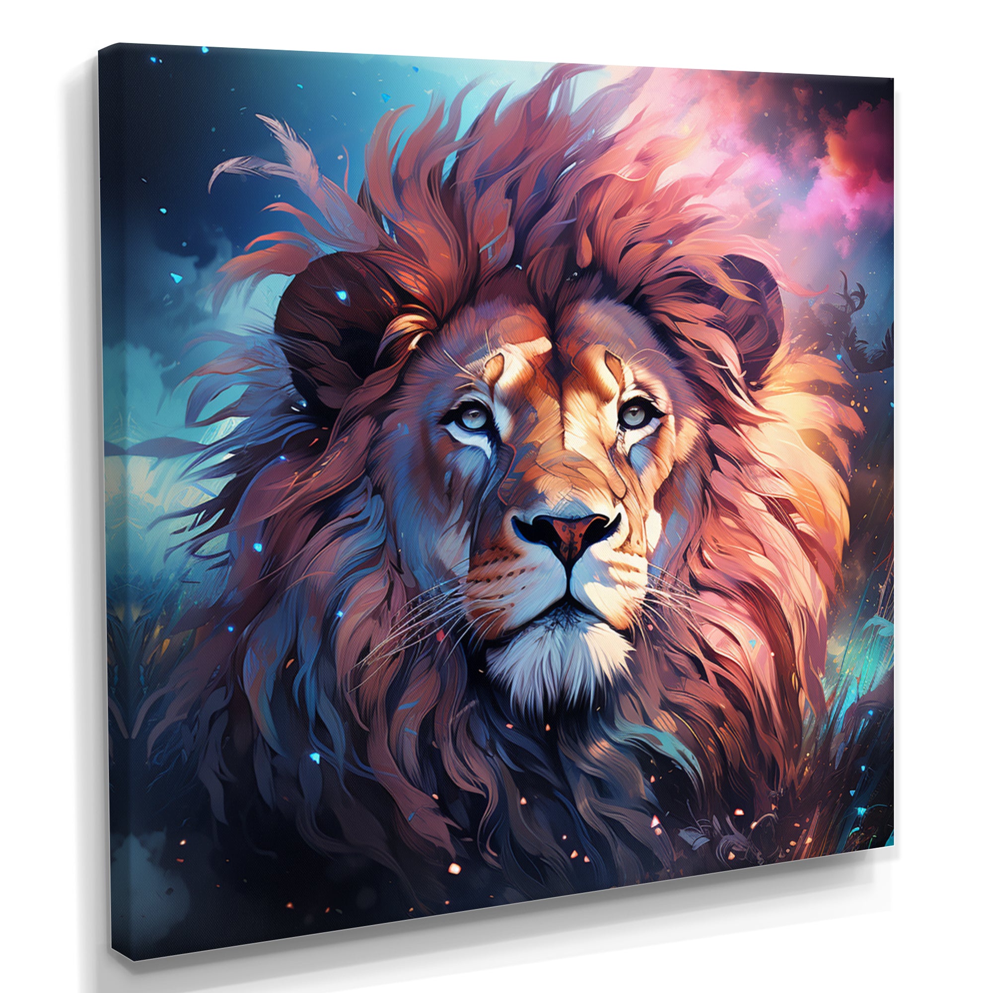 Majestic Lion Wild Night Glory - Lion Canvas Wall Art