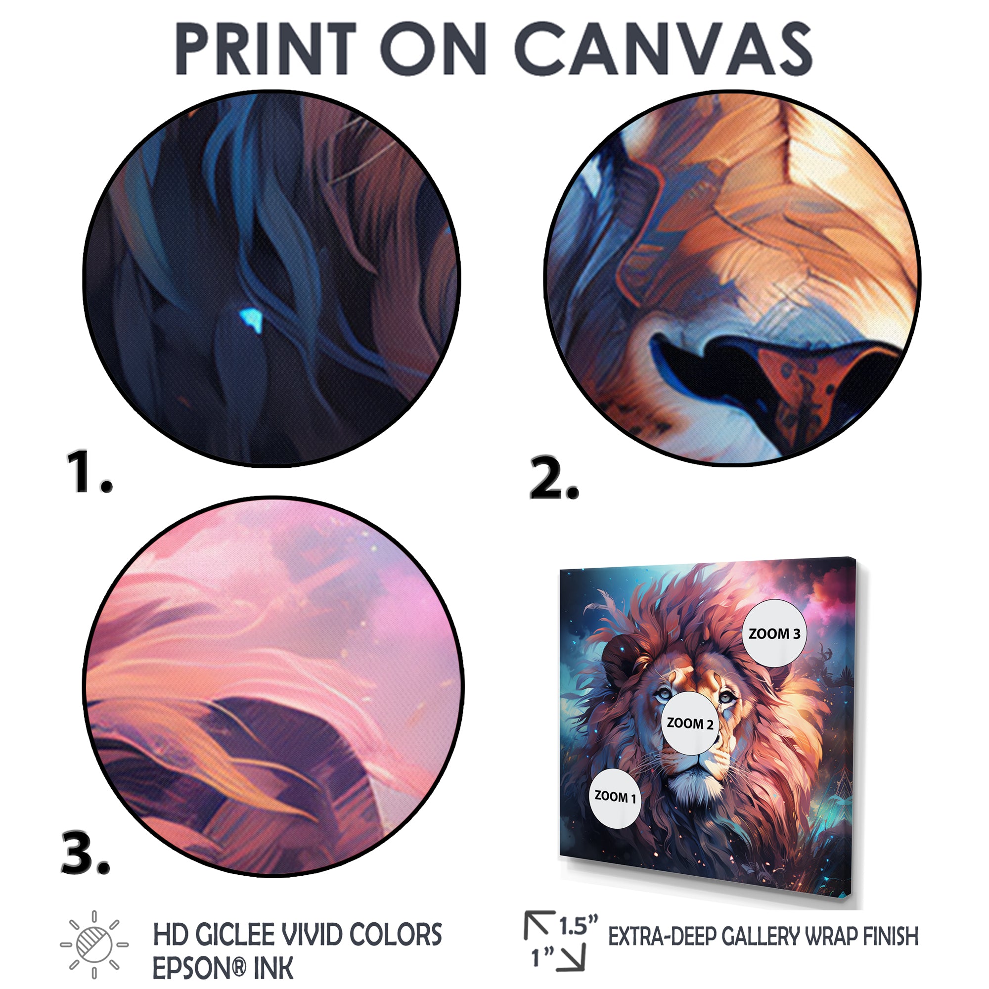 Majestic Lion Wild Night Glory - Lion Canvas Wall Art