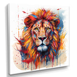 Colorful Lion On White - Lion Canvas Wall Art