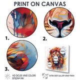 Colorful Lion On White - Lion Canvas Wall Art