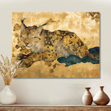 Smiling Lynx Asian Vintage Gold - Brown Leopard Wall Art