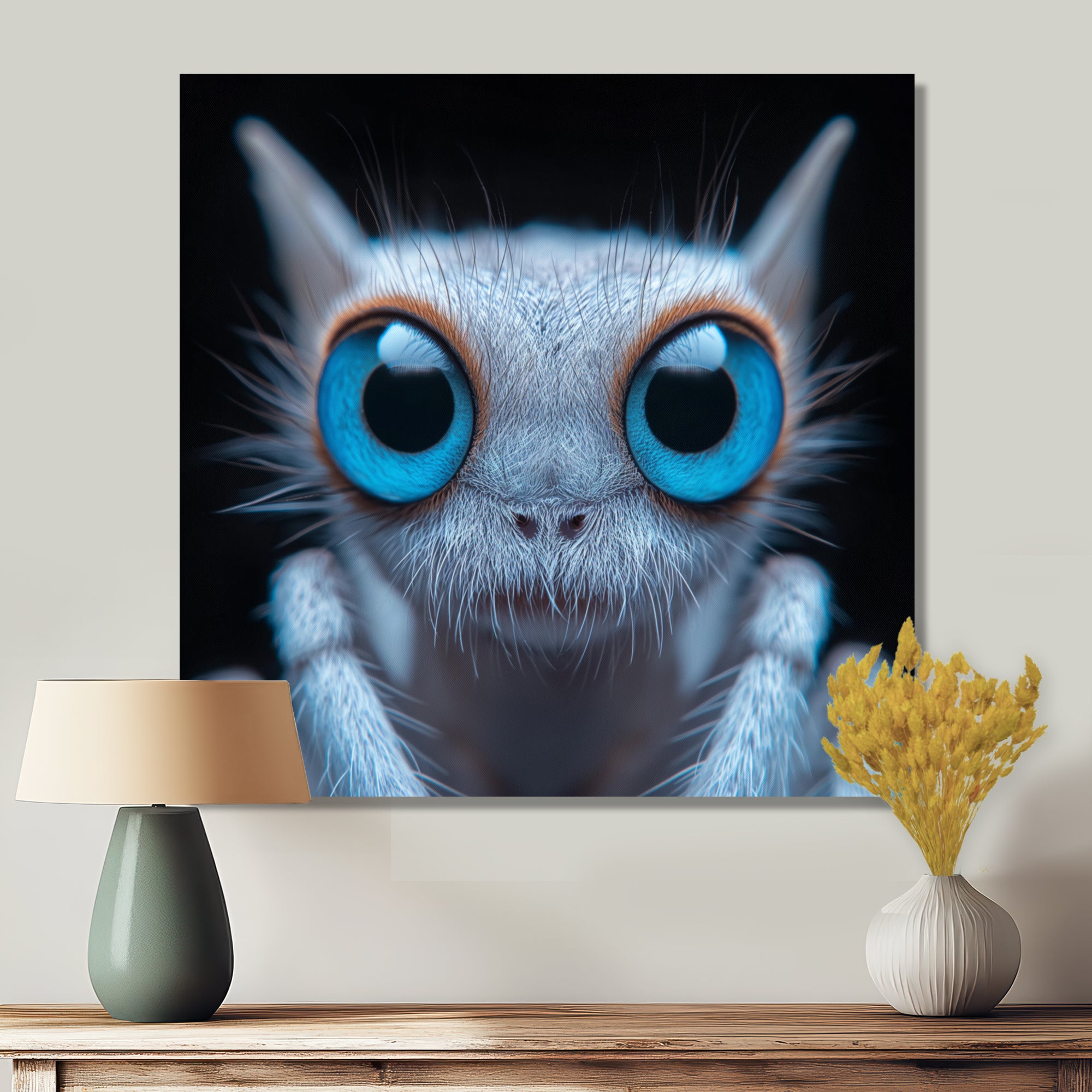 Macro Close-up Of Cute Spider Creature - Insects & Bugs Framed Canvas Art