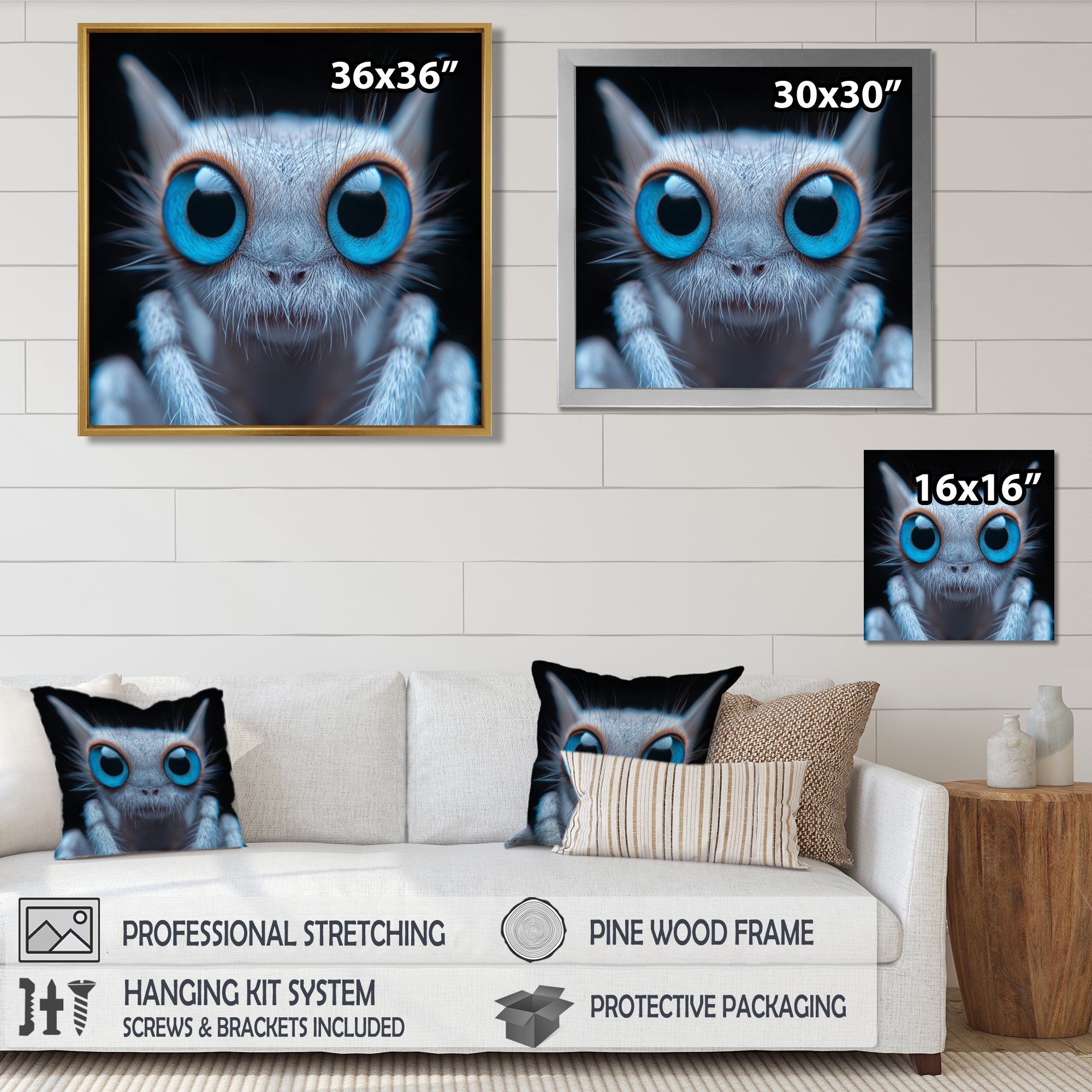 Macro Close-up Of Cute Spider Creature - Insects & Bugs Framed Canvas Art