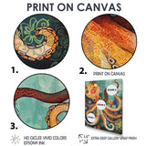 Flowerful Octopus Deep Sea Boho Vintage - Octopus Living Room Wall Art