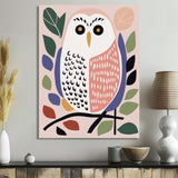 Playful Graphic White Owl Retro Colors - Owl Canvas Wall Art