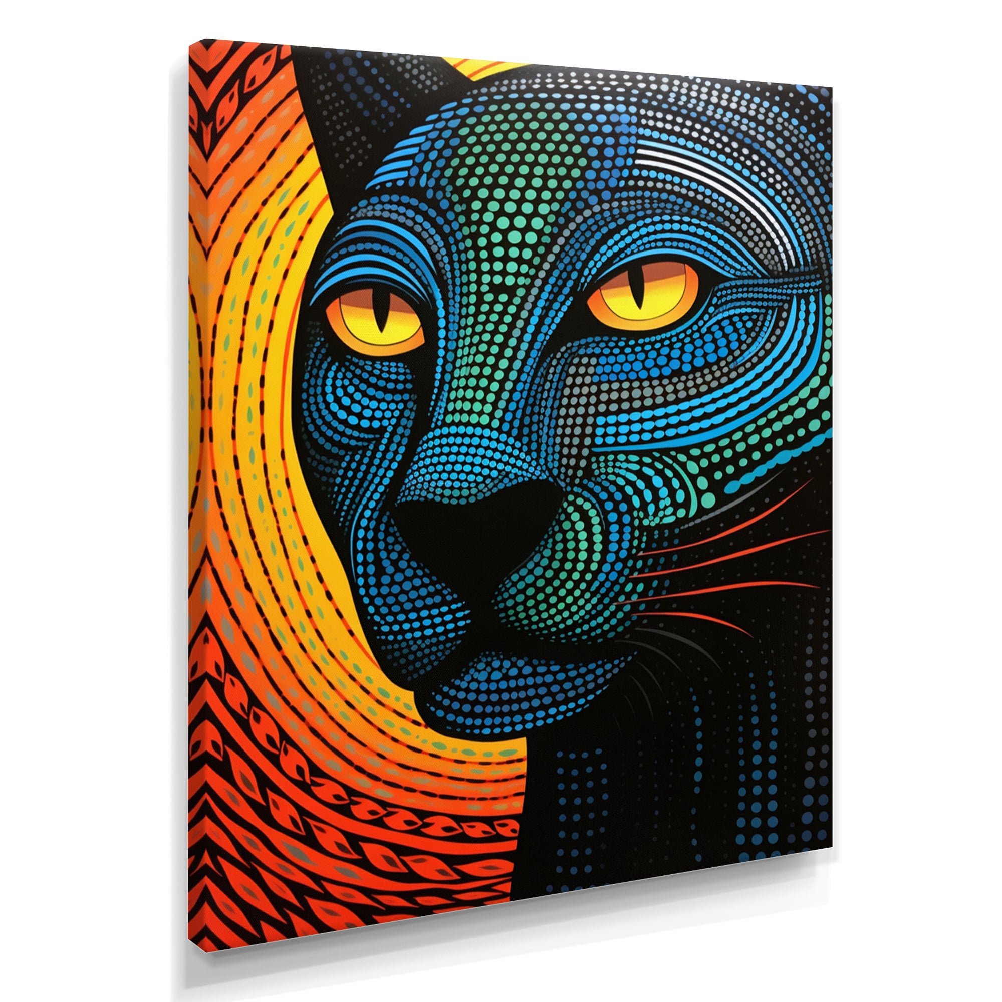 Blue Abstract Portrait Of Black Panther - Panther Wall Art Prints