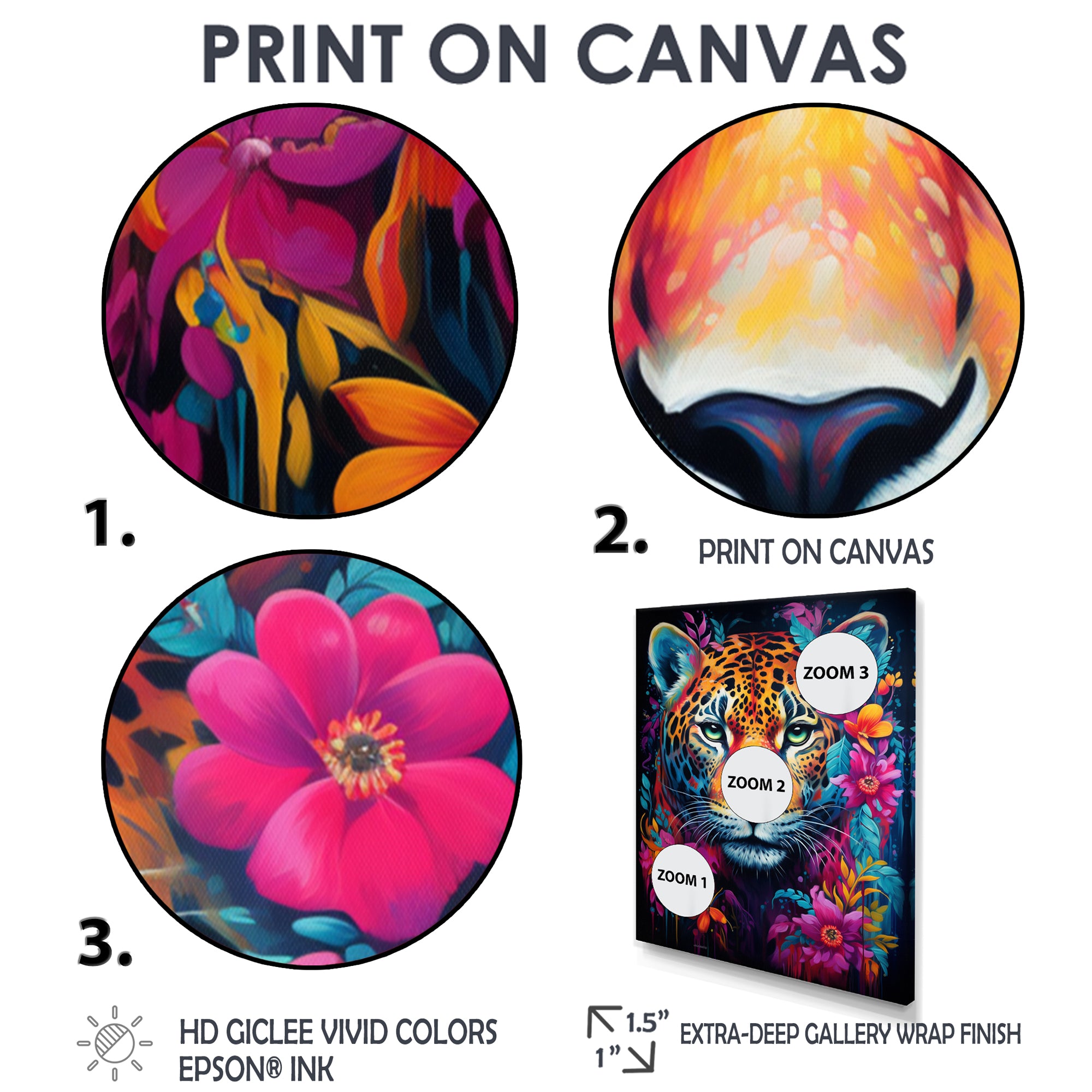 Tiger Portrait With Blossoming Fuchsia Flower - Tiger Fashion Wall Art Prints