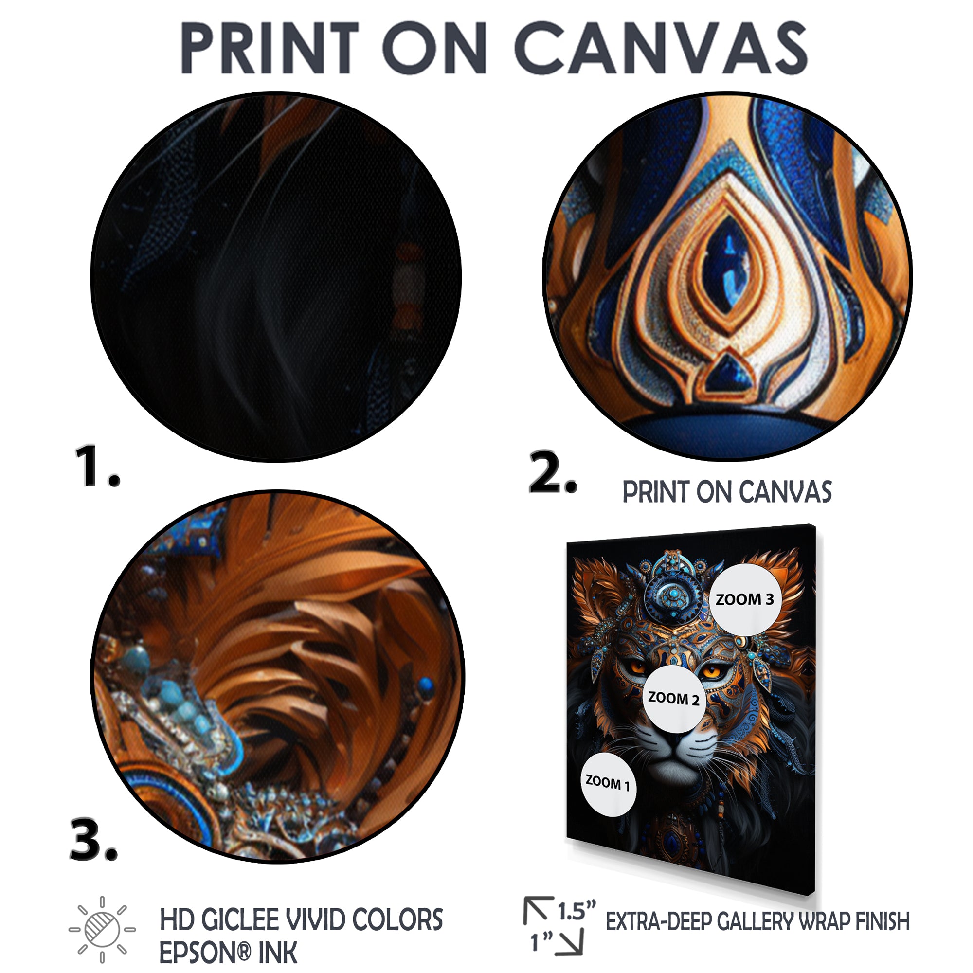 Shamanic Tribal Portrait Of Tiger Tribe - Tiger Fashion Large Canvas Wall Art