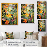 Colorful Birds In Flowery Tropical Jungle - Bird Floral Living Room Wall Art