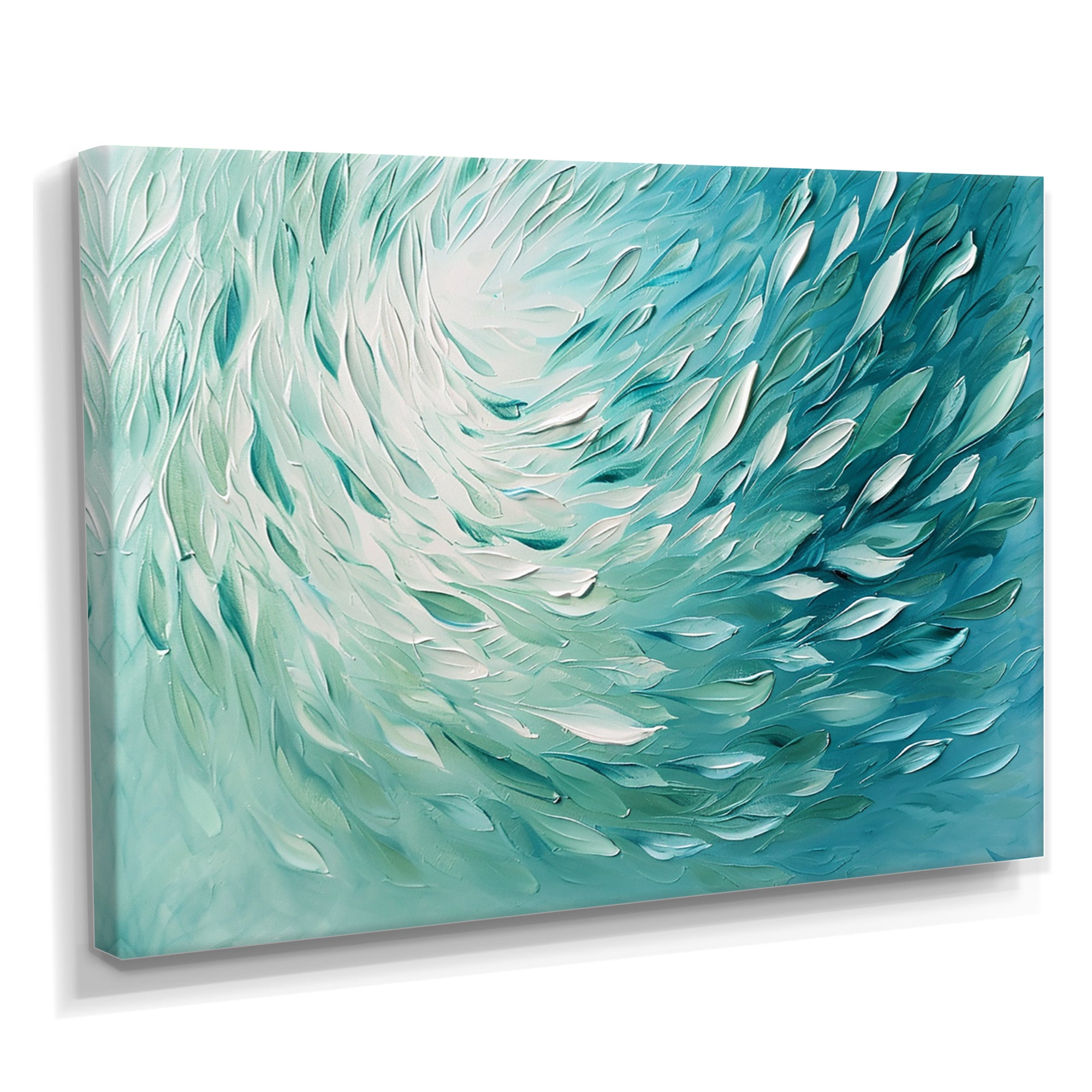 Green Turquoise Boho Feather Wave - Feathers Home Decor Art