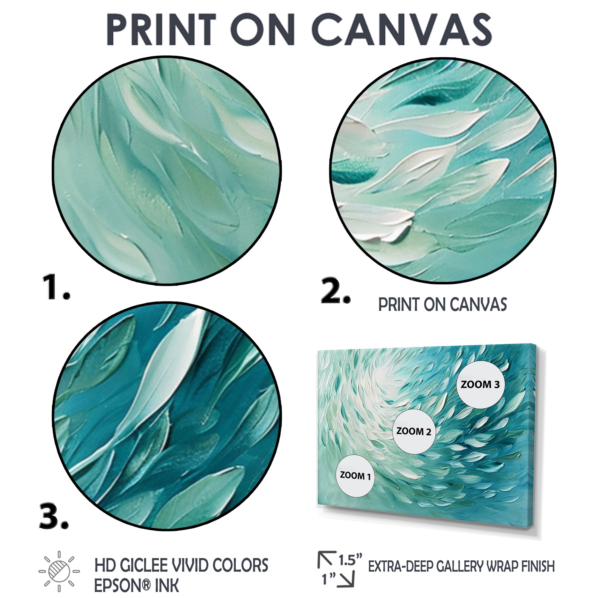 Green Turquoise Boho Feather Wave - Feathers Home Decor Art