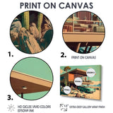 Green Car Mid Century Retro Architecture - Car Exotic Canvas Wall Art